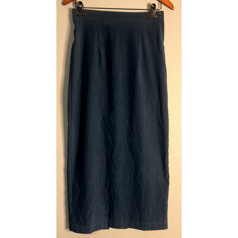 New Frontier Womens Small Blue‎ Faux Suede Maxi Western Cowgirl Boho Retro Charm